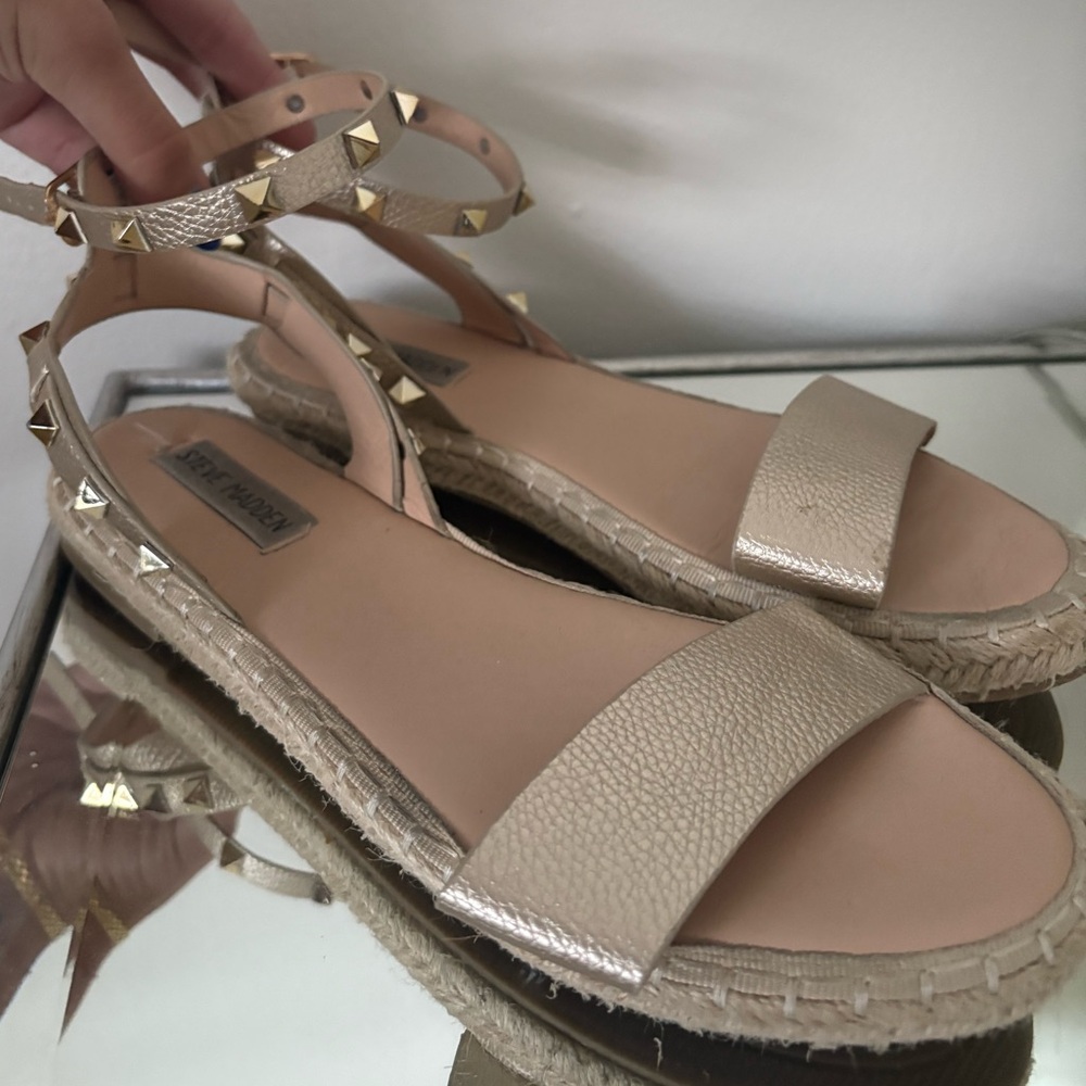 Steve Madden Gold Espadrilles with Straps Sandals